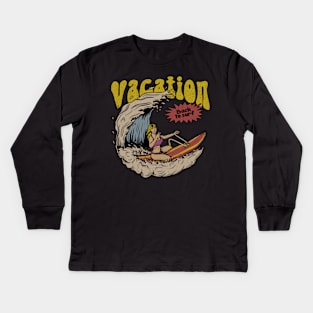 Back to surf vacation Kids Long Sleeve T-Shirt